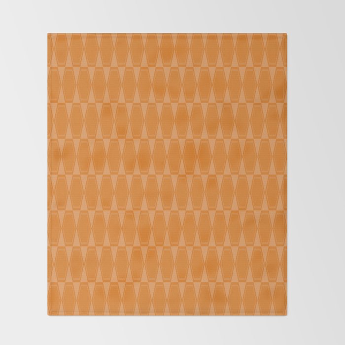 Mid Century Modern Geometric Orange Hexad Pattern Throw Blanket Gallery Image 2