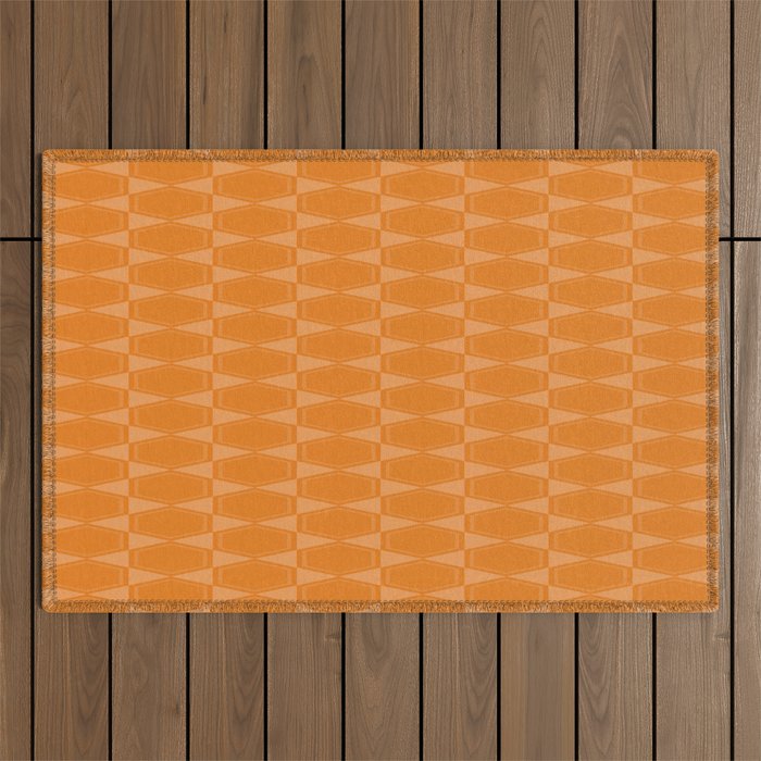 Mid Century Modern Geometric Orange Hexad Pattern Outdoor Rug Gallery Image 1