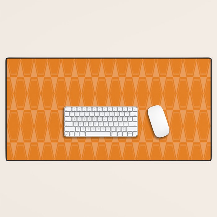 Mid Century Modern Geometric Orange Hexad Pattern Desk Mat Gallery Image 1