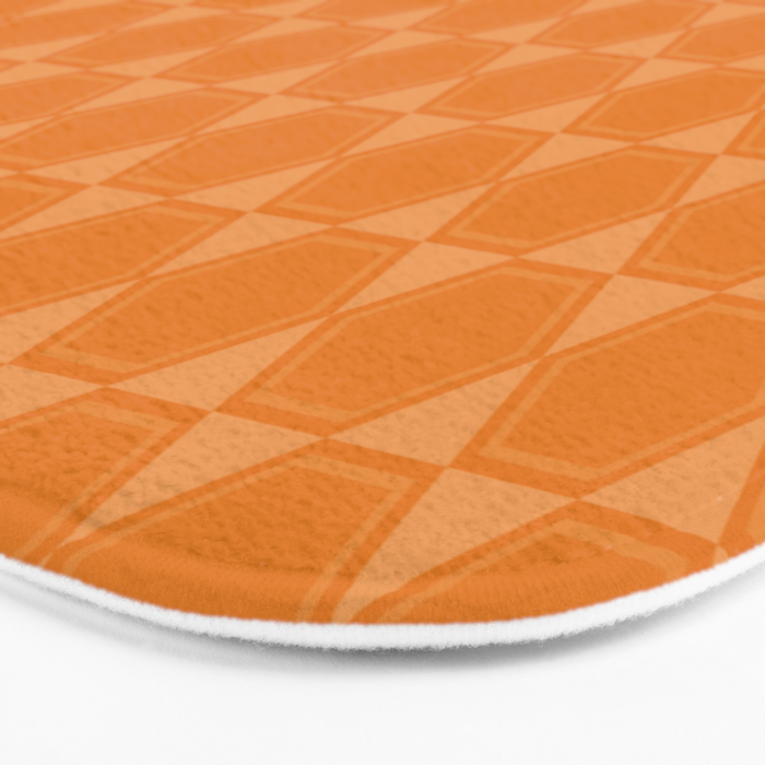 Mid Century Modern Geometric Orange Hexad Pattern Bath Mat Gallery Image 3