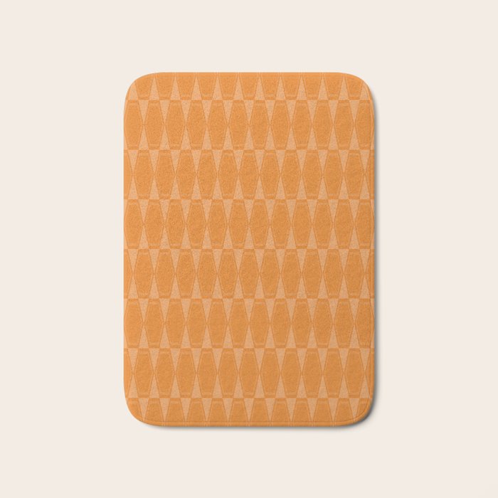 Mid Century Modern Geometric Orange Hexad Pattern Bath Mat Gallery Image 1