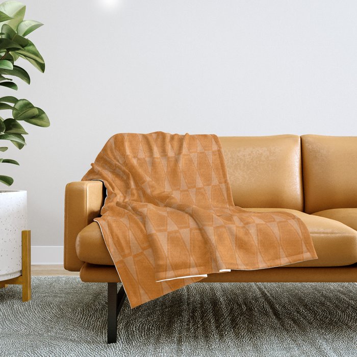 Mid Century Modern Geometric Orange Hexad Pattern Throw Blanket Gallery Image 1