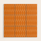 Mid Century Modern Geometric Orange Hexad Pattern Wood Wall Art Gallery Image 1