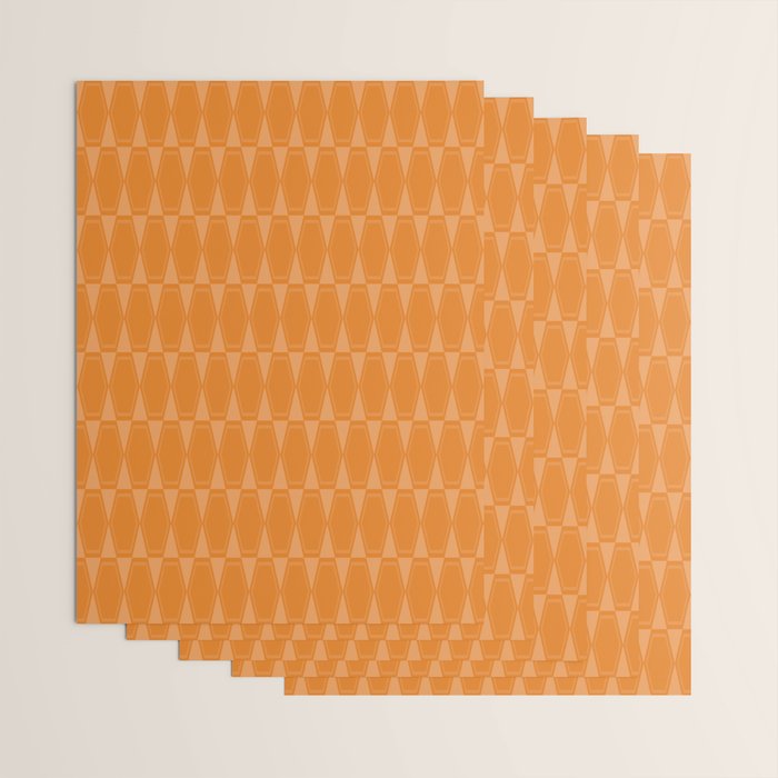 Mid Century Modern Geometric Orange Hexad Pattern Wrapping Paper Gallery Image 3