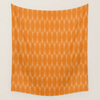 Mid Century Modern Geometric Orange Hexad Pattern Wall Tapestry Gallery Image 4