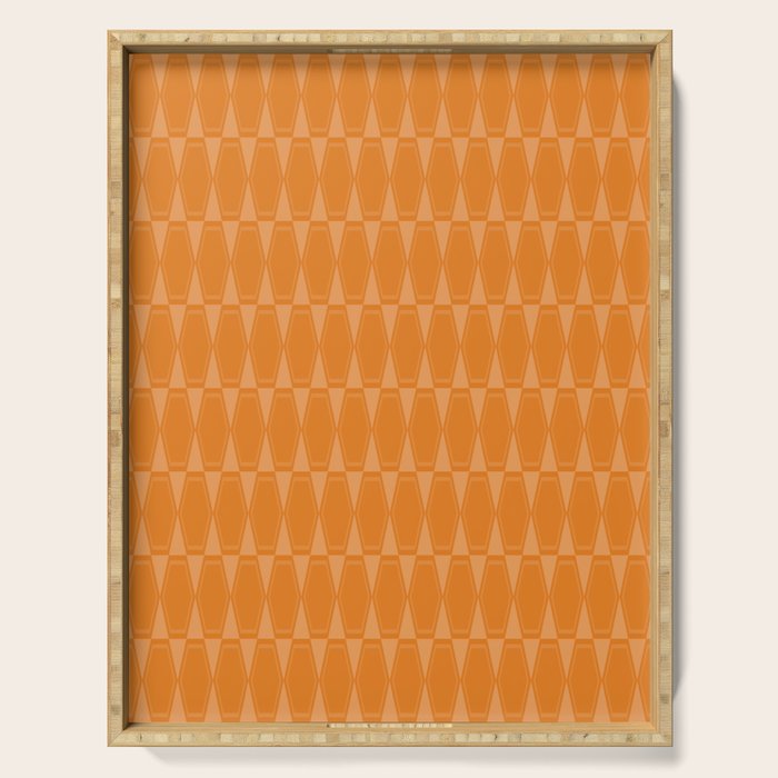 Mid Century Modern Geometric Orange Hexad Pattern Serving Tray Gallery Image 1