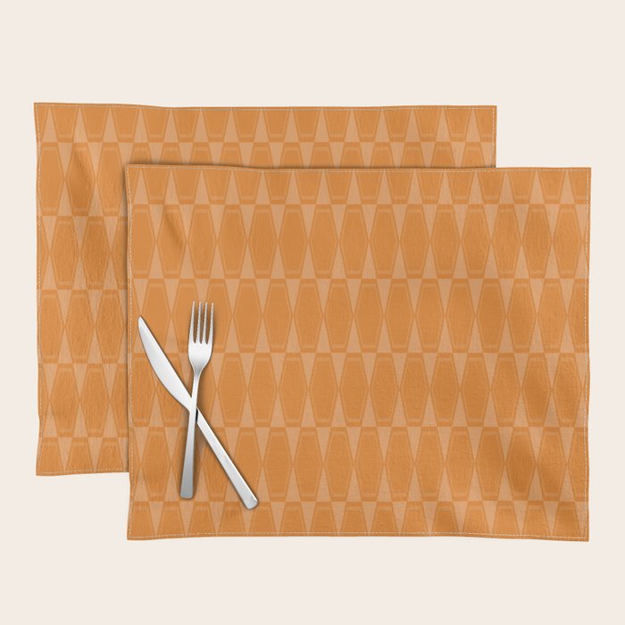 Mid Century Modern Geometric Orange Hexad Pattern Placemat Gallery Image 1