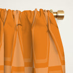 Mid Century Modern Geometric Orange Hexad Pattern Window Curtain Gallery Image 2
