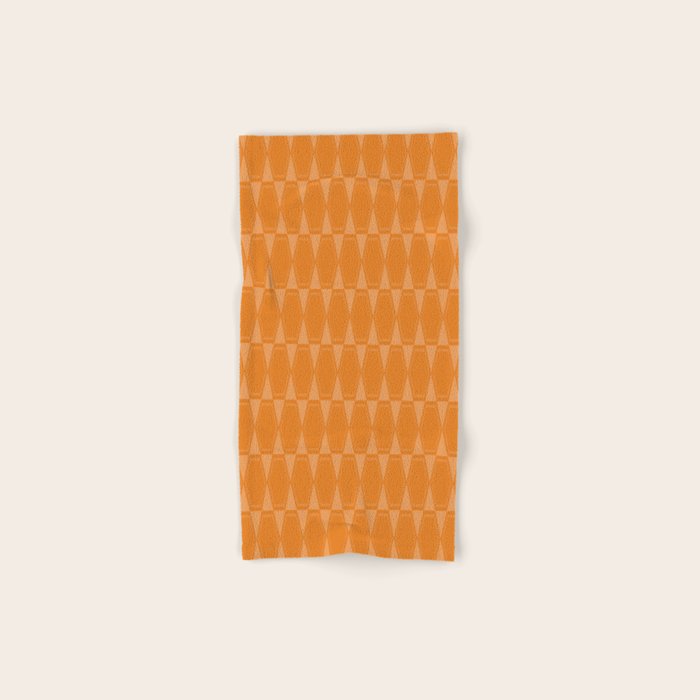 Mid Century Modern Geometric Orange Hexad Pattern Bath Towel Gallery Image 1