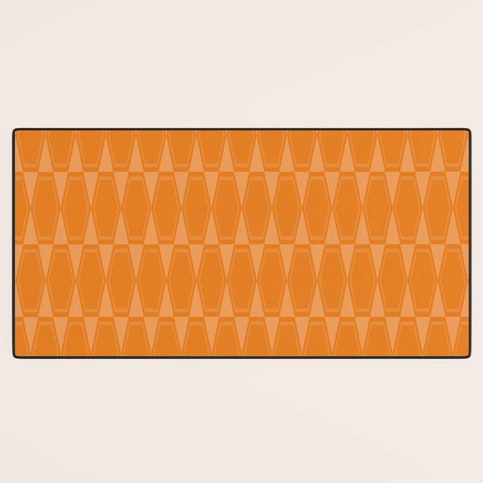 Mid Century Modern Geometric Orange Hexad Pattern Desk Mat Gallery Image 3