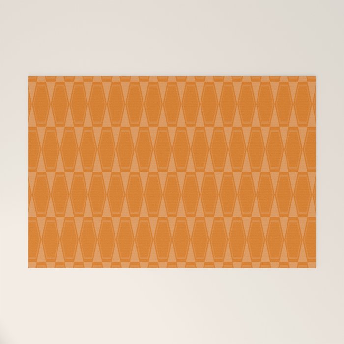 Mid Century Modern Geometric Orange Hexad Pattern Welcome Mat Gallery Image 1