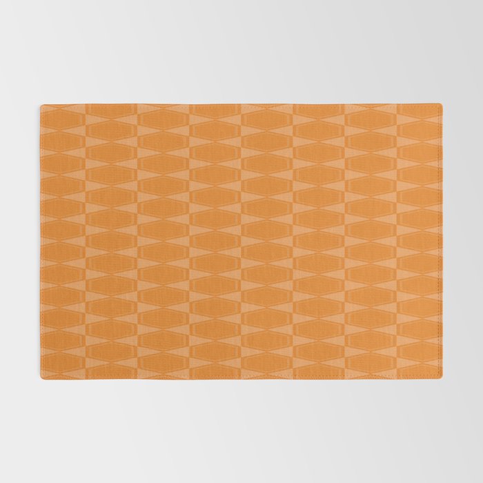 Mid Century Modern Geometric Orange Hexad Pattern Rug Gallery Image 2
