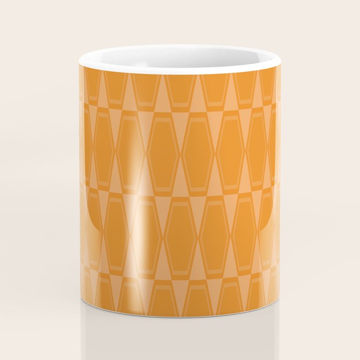 Mid Century Modern Geometric Orange Hexad Pattern Coffee Mug Gallery Image 4