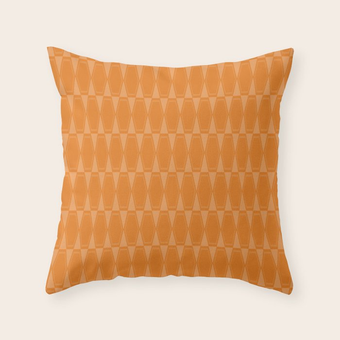 Mid Century Modern Geometric Orange Hexad Pattern Throw Pillow Gallery Image 1
