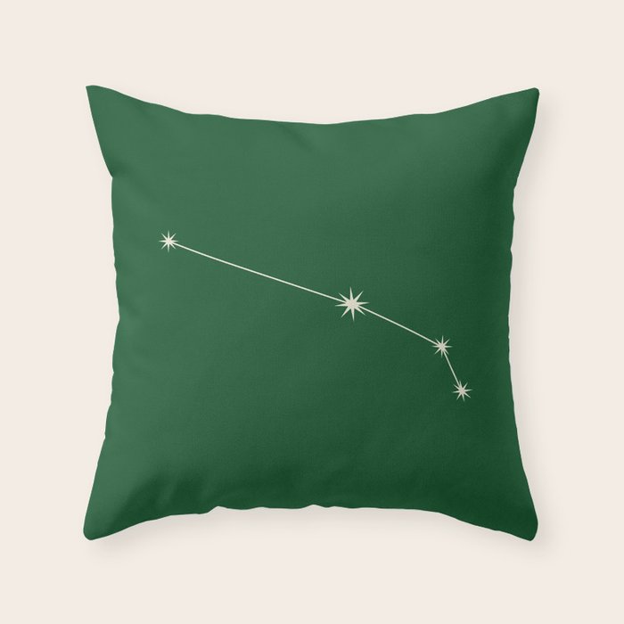 Aries Zodiac Star Constellation Line Art Green Throw Pillow Gallery Image 6