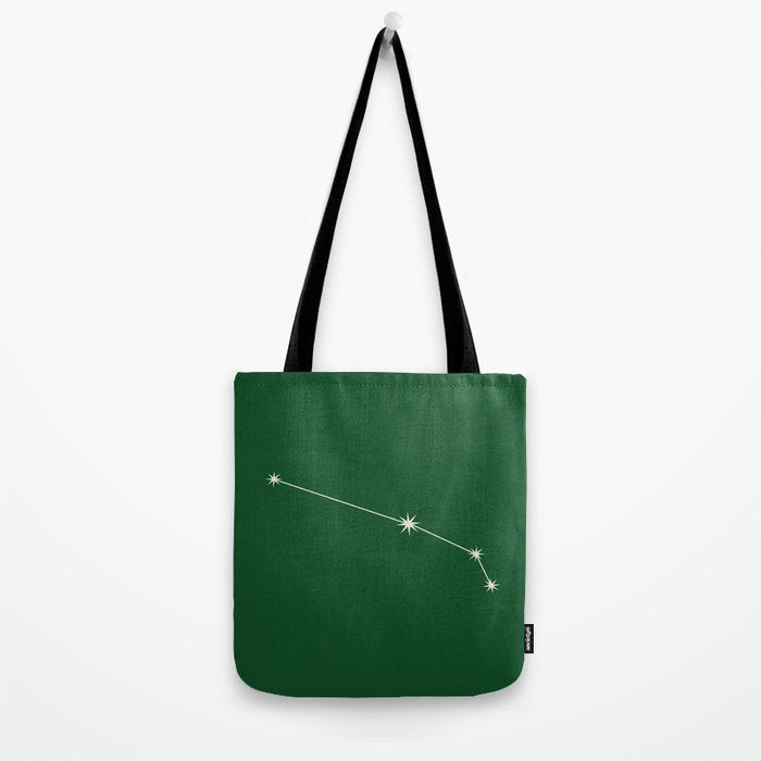 Aries Zodiac Star Constellation Line Art Green Tote Bag Gallery Image 2