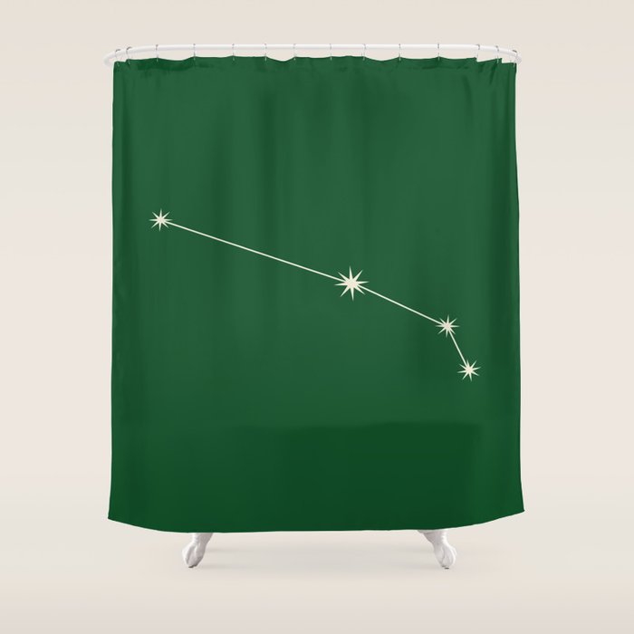 Aries Zodiac Star Constellation Line Art Green Shower Curtain Gallery Image 1