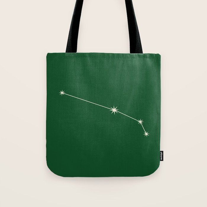 Aries Zodiac Star Constellation Line Art Green Tote Bag Gallery Image 1