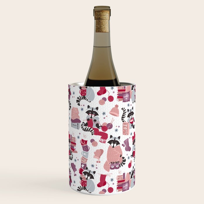 Hygge raccoon // white background Wine Chiller Gallery Image 2