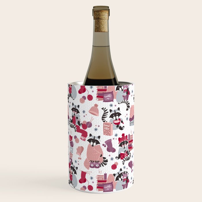 Hygge raccoon // white background Wine Chiller Gallery Image 3