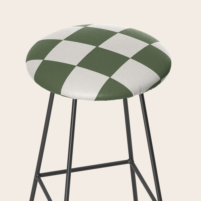 Soft Checkerboard Muted Green Stool Gallery Image 2