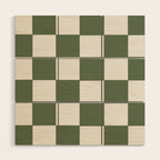 Soft Checkerboard Muted Green Wood Wall Art Gallery Image 1