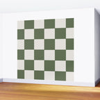 Soft Checkerboard Muted Green Wall Mural Gallery Image 2
