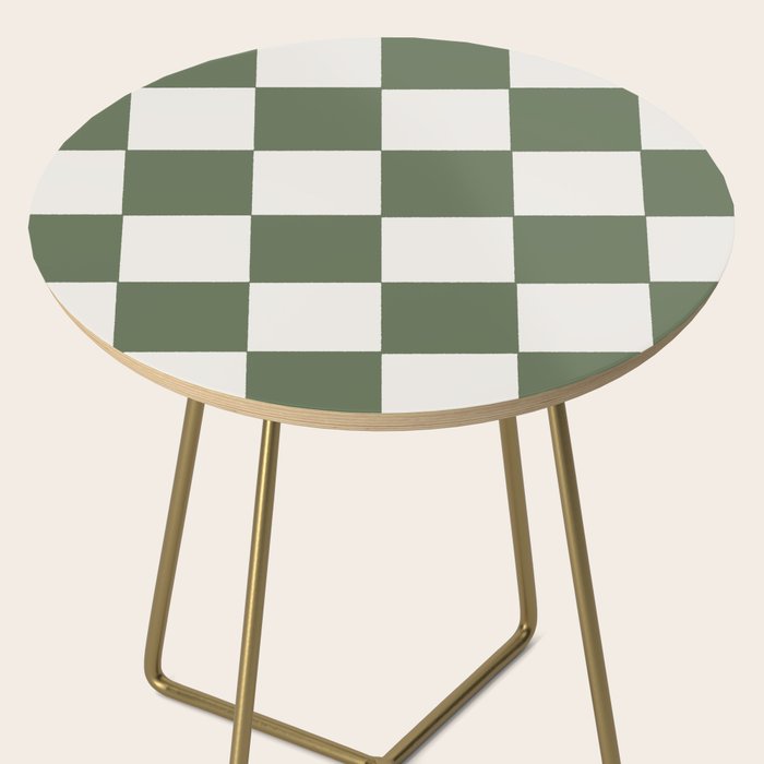 Soft Checkerboard Muted Green Side Table Gallery Image 2