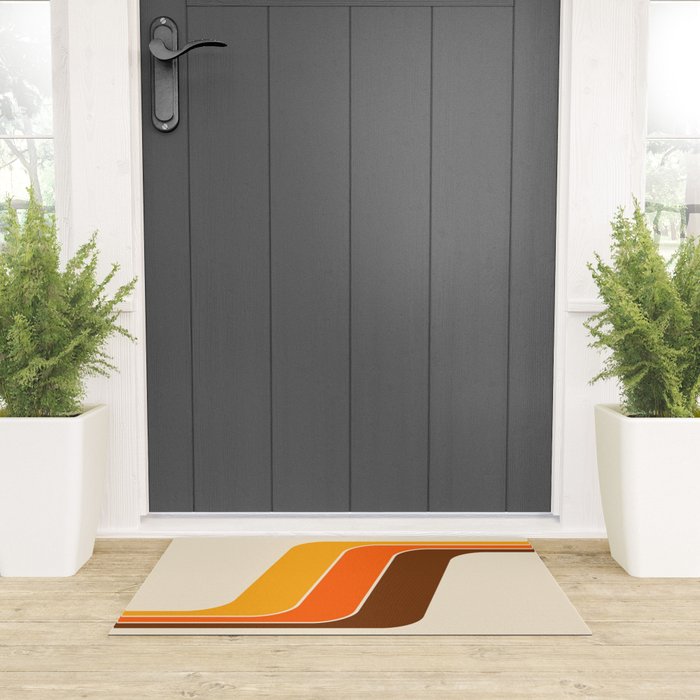 Retro 70s Stripe Colorful Rainbow 521 Welcome Mat Gallery Image 3