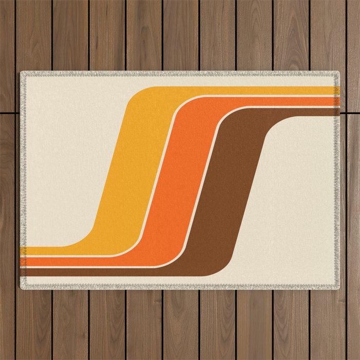 Retro 70s Stripe Colorful Rainbow 521 Outdoor Rug Gallery Image 1