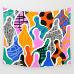 Colorful diverse people collage art pattern Wall Tapestry Gallery Image 4