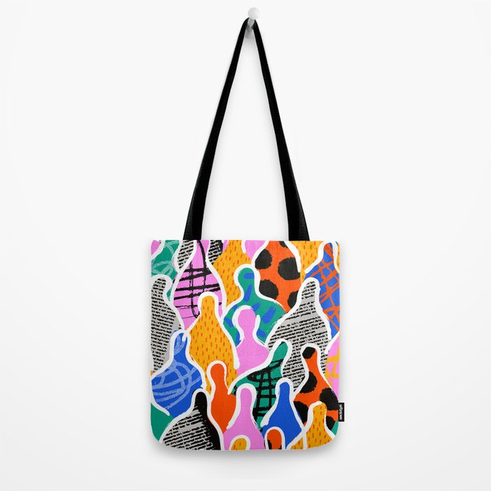 Colorful diverse people collage art pattern Tote Bag Gallery Image 2