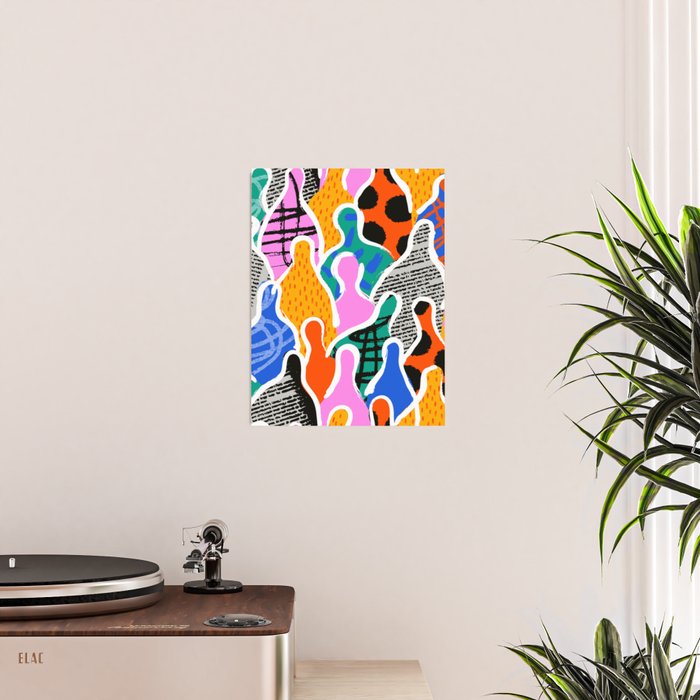 Colorful diverse people collage art pattern Poster Gallery Image 2