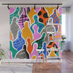 Colorful diverse people collage art pattern Wall Mural Gallery Image 1
