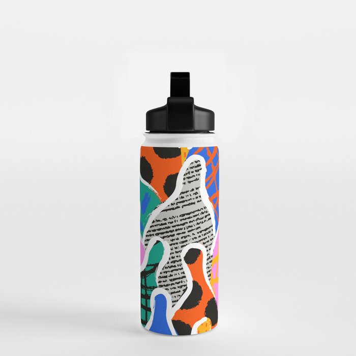 Colorful diverse people collage art pattern Water Bottle Gallery Image 2
