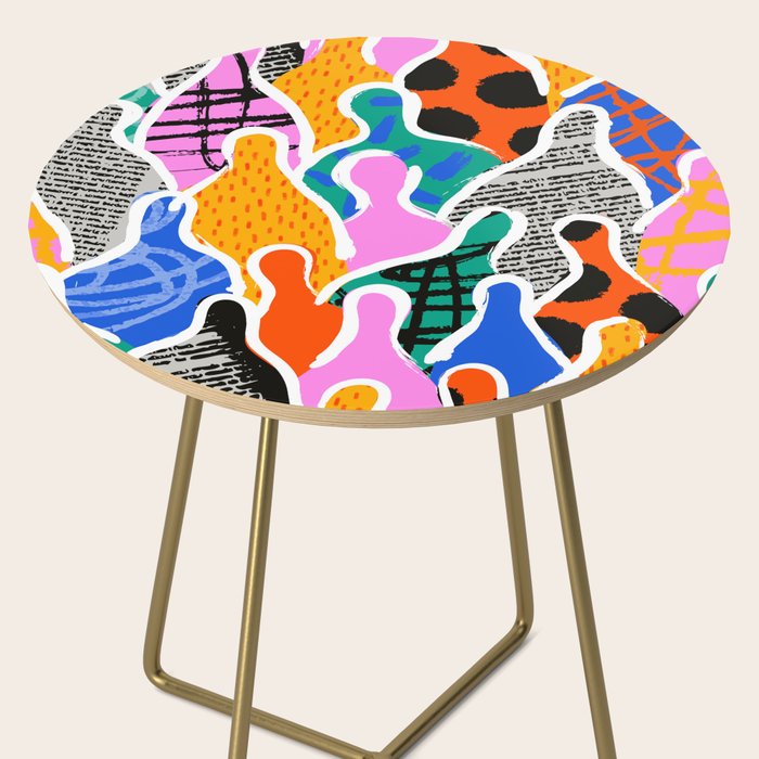 Colorful diverse people collage art pattern Side Table Gallery Image 2