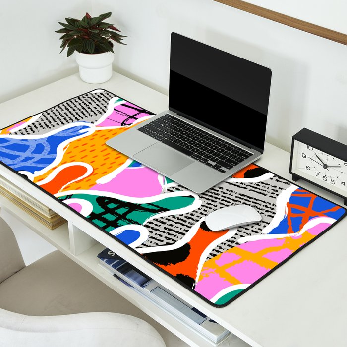 Colorful diverse people collage art pattern Desk Mat Gallery Image 2