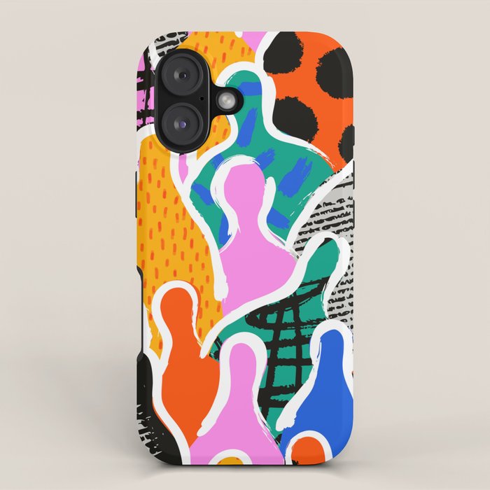 Colorful diverse people collage art pattern iPhone Case Gallery Image 1