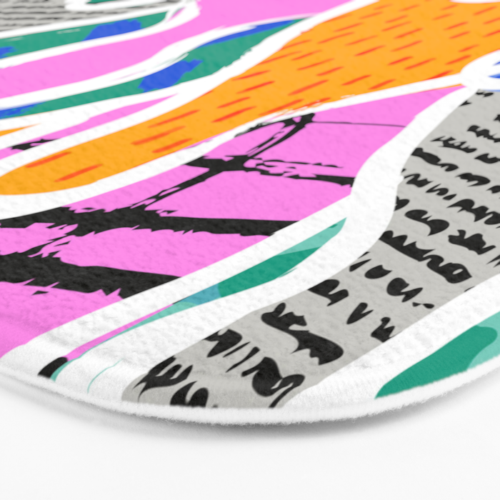 Colorful diverse people collage art pattern Bath Mat Gallery Image 3