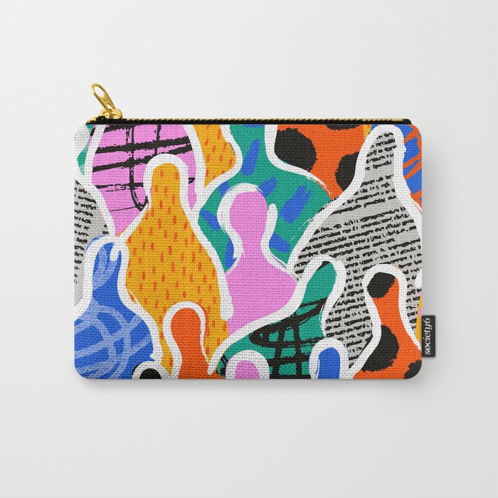 Colorful diverse people collage art pattern Carry All Pouch Gallery Image 1
