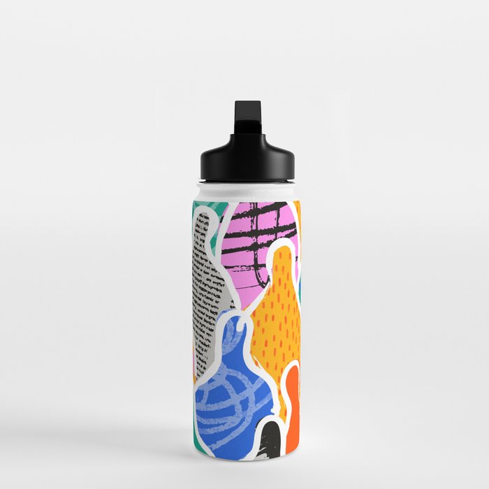 Colorful diverse people collage art pattern Water Bottle Gallery Image 3