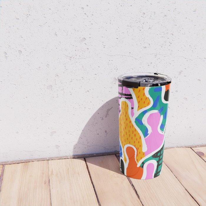 Colorful diverse people collage art pattern Travel Mug Gallery Image 4