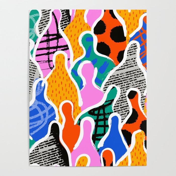 Colorful diverse people collage art pattern Poster Gallery Image 4