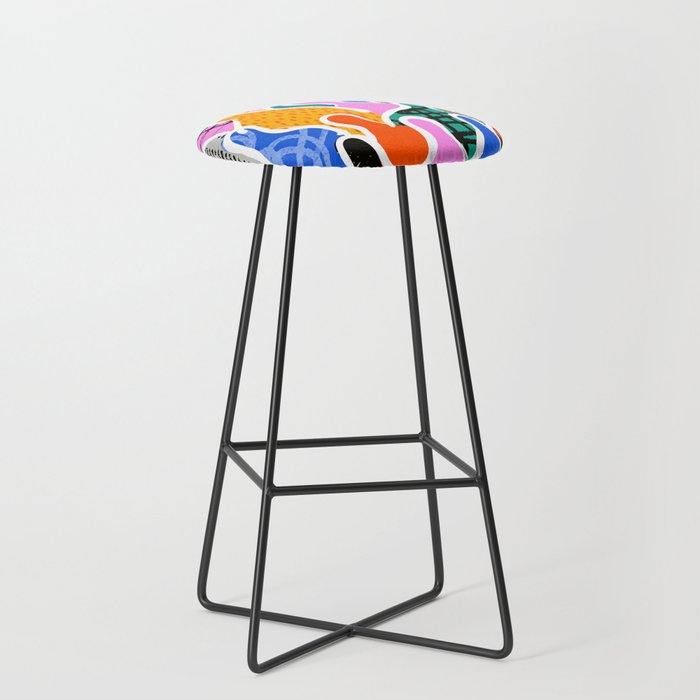 Colorful diverse people collage art pattern Stool Gallery Image 1