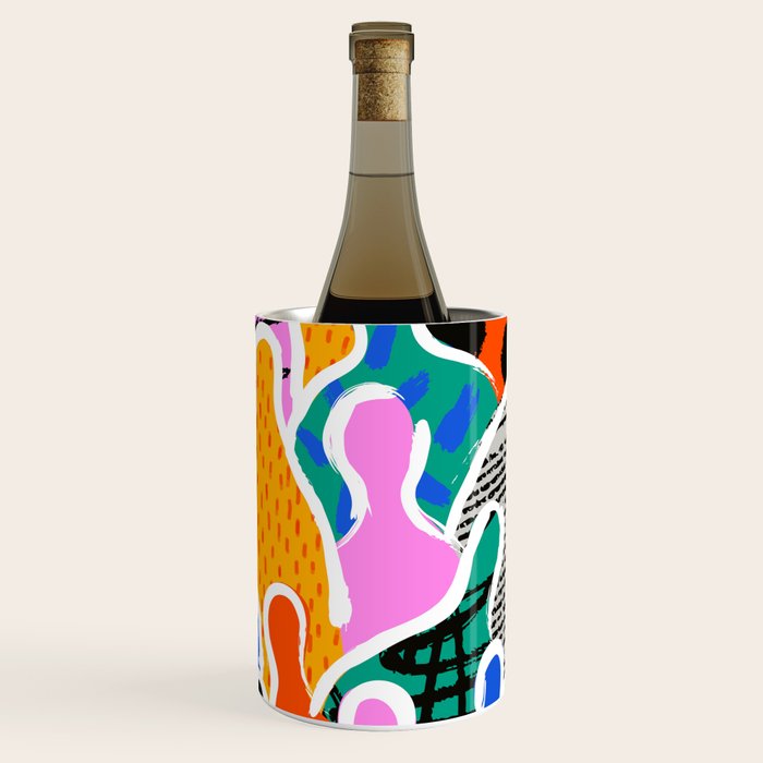 Colorful diverse people collage art pattern Wine Chiller Gallery Image 1