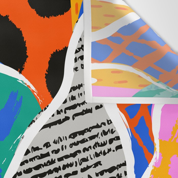 Colorful diverse people collage art pattern Wall Tapestry Gallery Image 3
