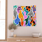 Colorful diverse people collage art pattern Wall Tapestry Gallery Image 2
