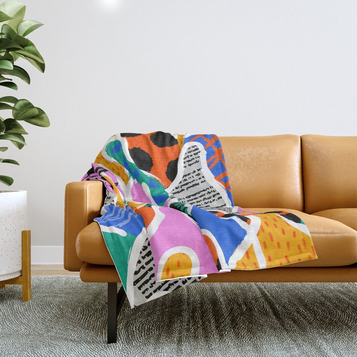 Colorful diverse people collage art pattern Throw Blanket Gallery Image 1