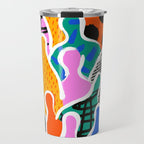 Colorful diverse people collage art pattern Travel Mug Gallery Image 1