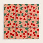 Cherry Kitsch on Pink Wood Wall Art Gallery Image 1